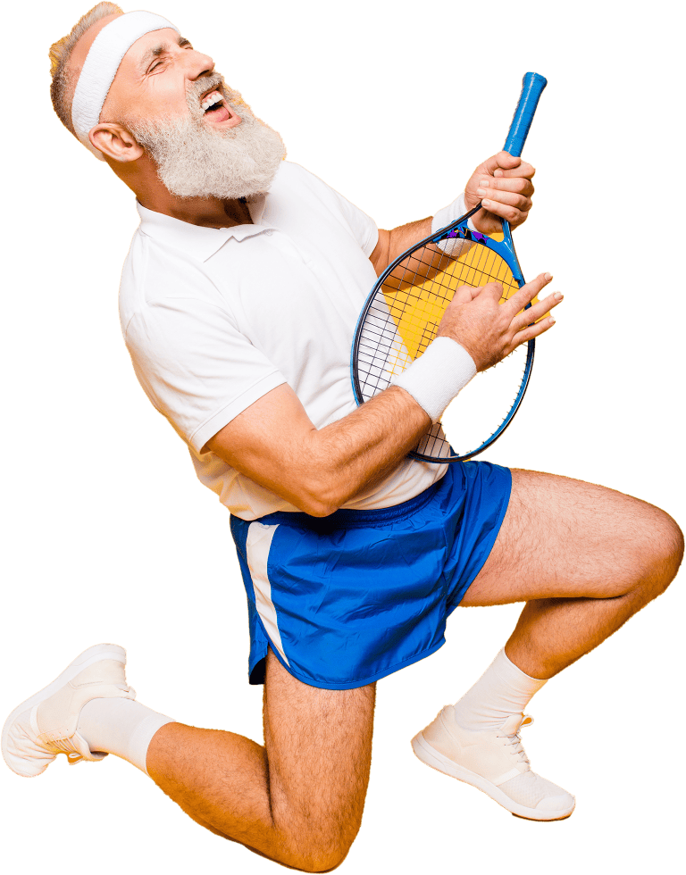 Man playing a tennis racket symbolising good gut health