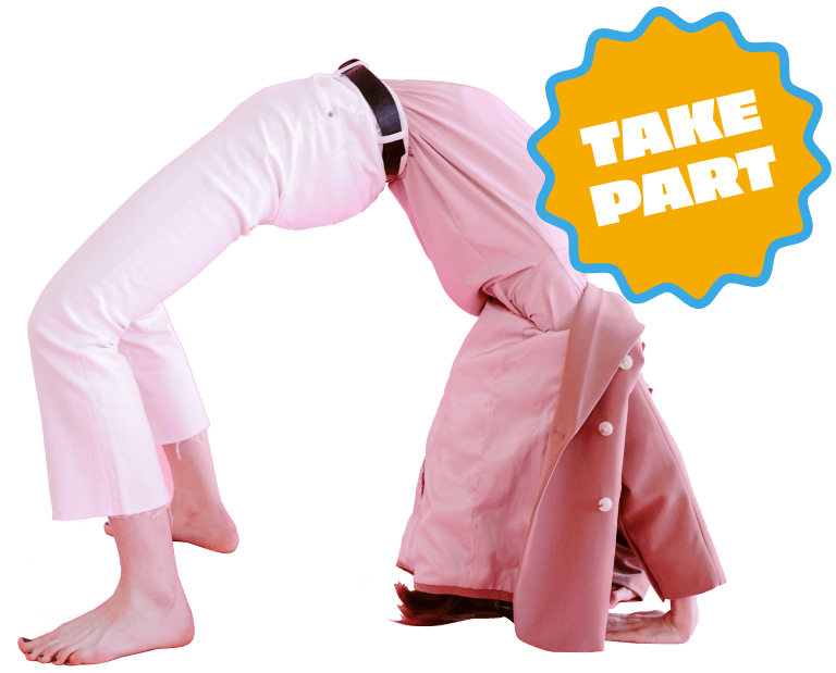Woman dressed in pink doing a back bend