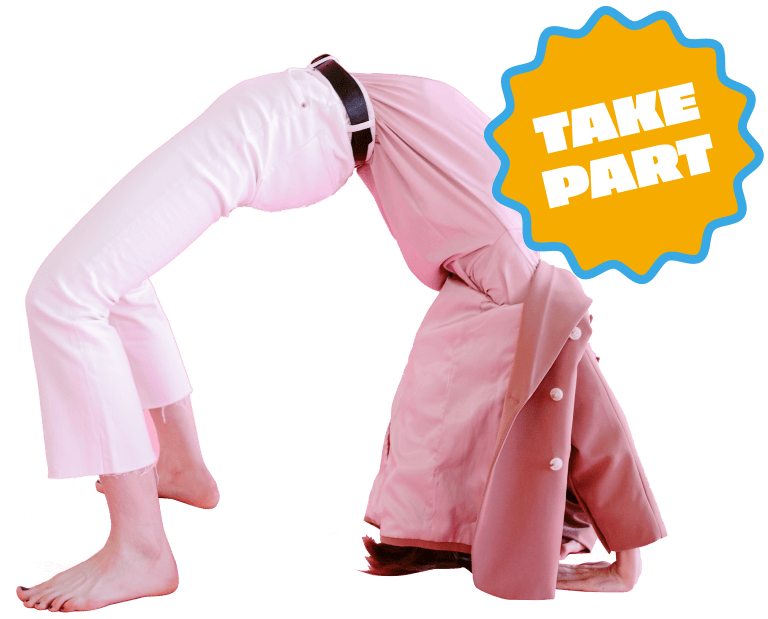Woman dressed in pink doing a back bend